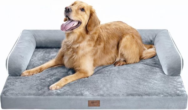 Mekiy Orthopedic Dog Bed – Large Dog Sofa with Egg Crate Foam, U-Shaped Bolster, Waterproof Cover, and Non-Slip Base