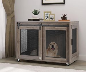 LINLUX Wooden Dog Crate Furniture – Heavy Duty Indoor Dog Kennel