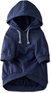 100% Organic Cotton Dog Hoodie Pet Coat for Small, Medium and Large Dogs, Navy, Smal